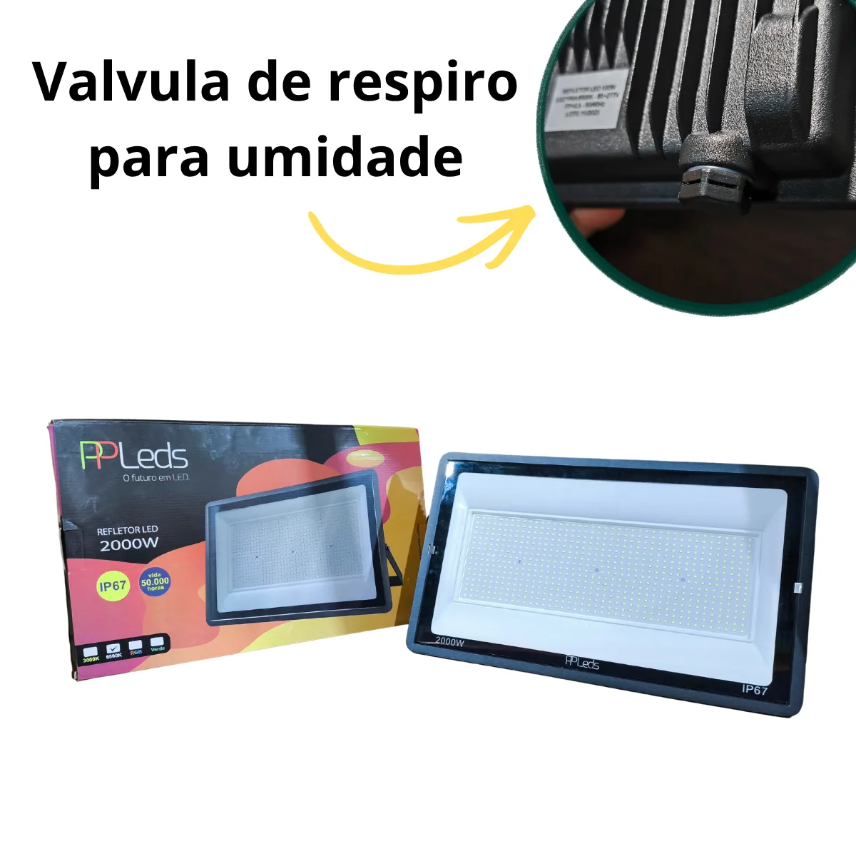 Refletor de Led 2000W, 6000K IP67